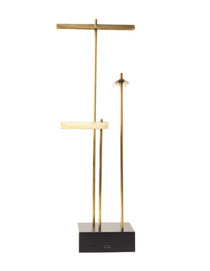 Cordless table lamp in steel and brass. Eric de Dormael, artist and sculptor, invites sharing, confidence and delicacy through a m