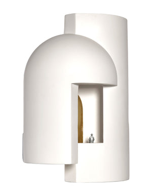 White plaster wall lamp with gold leaf decoration, equipped with an integrated LED source.
Charles Kalpakian was born in Beirut, L