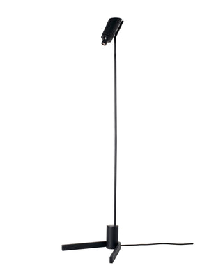 Floor lamp / reading lamp with two light sources. The up source is controlled by a touch dimmer, the down source is dimmable and c