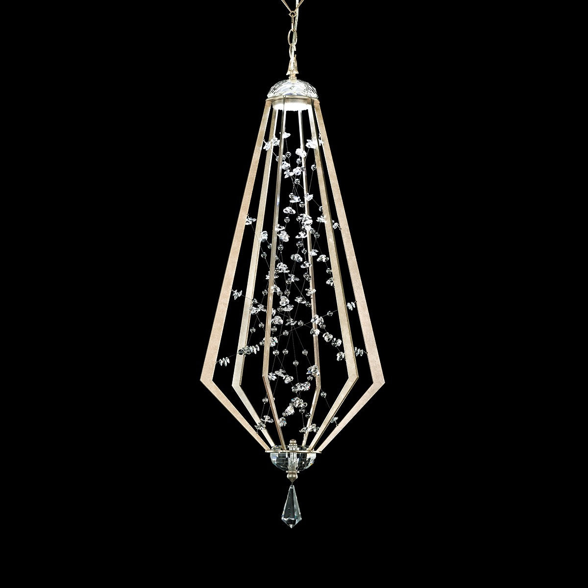 LED Pendant Light in Antique Silver with Tahitian Silver and Radiance Crystal from the Eternity Collection