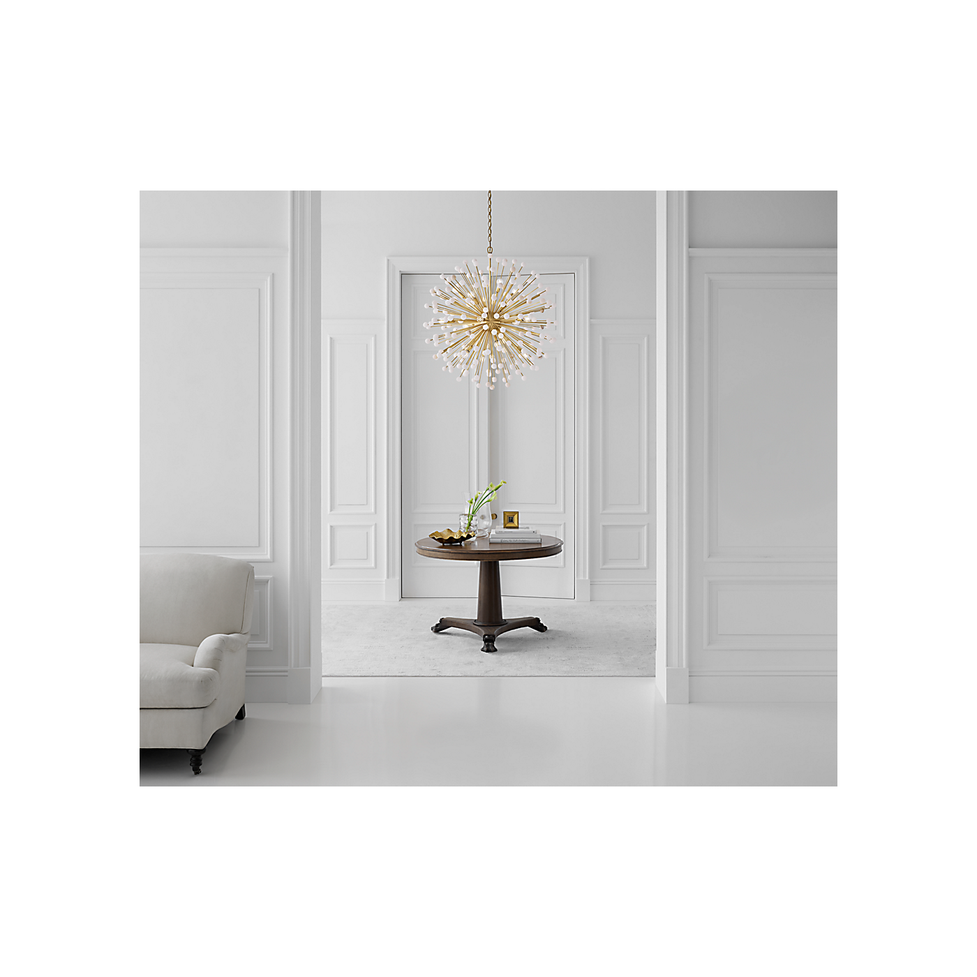 Visual Comfort Signature - SK 5730HAB/ALB - LED Chandelier - Lys - Hand-Rubbed Antique Brass and Alabaster