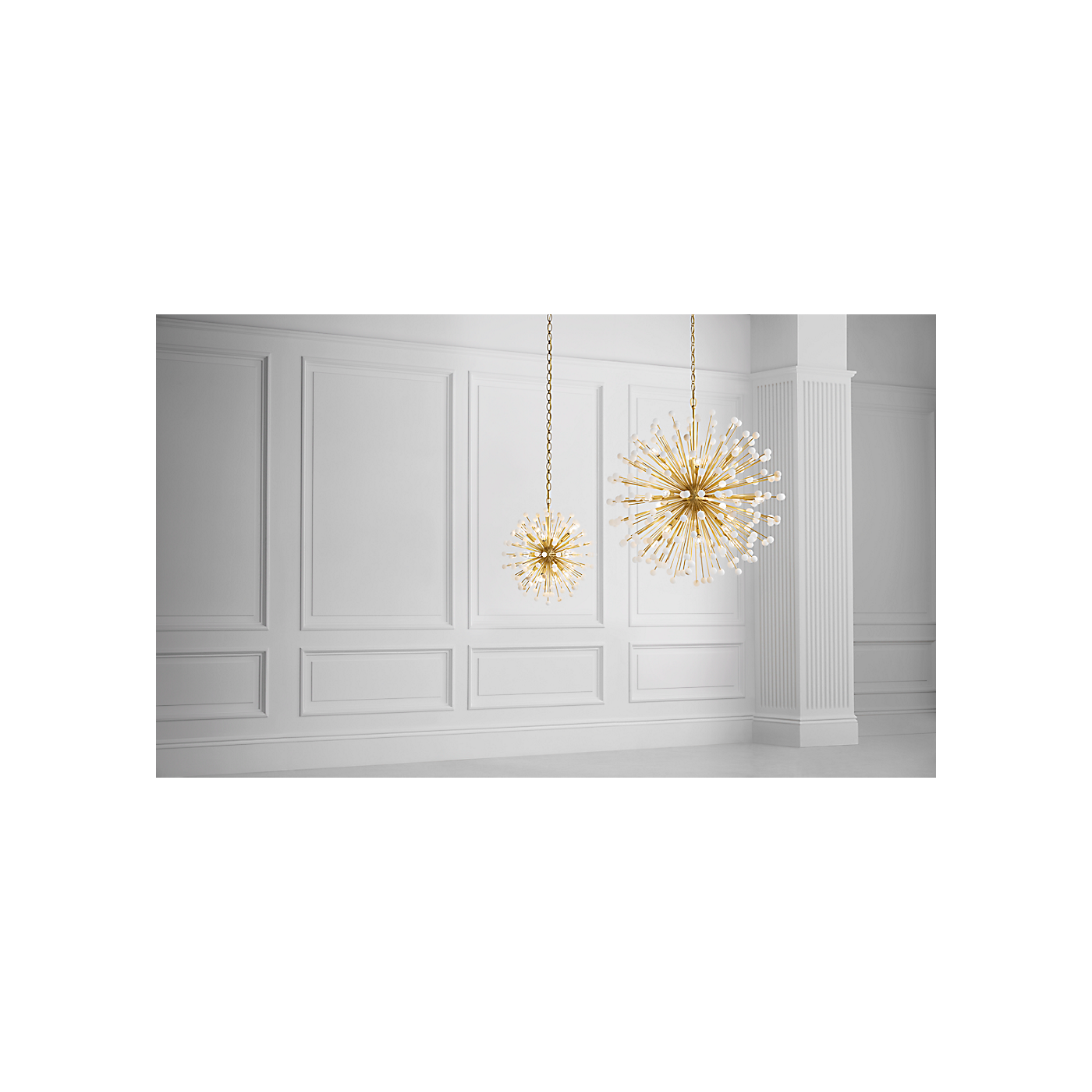 Visual Comfort Signature - SK 5732HAB/ALB - LED Chandelier - Lys - Hand-Rubbed Antique Brass and Alabaster