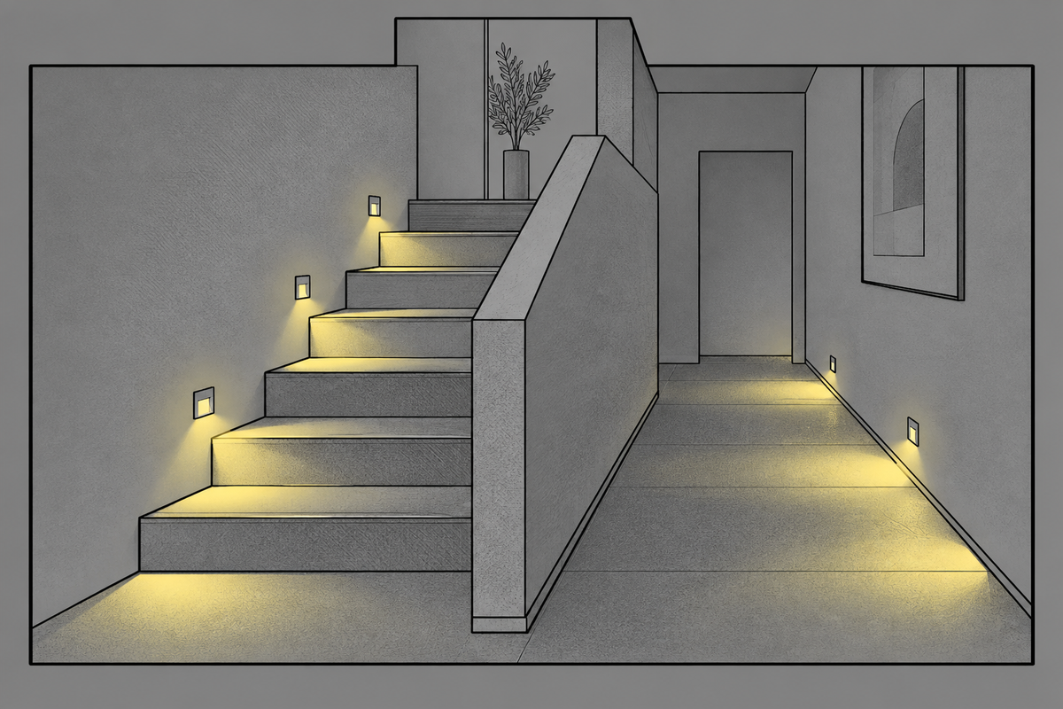Illustration of accent and step lighting