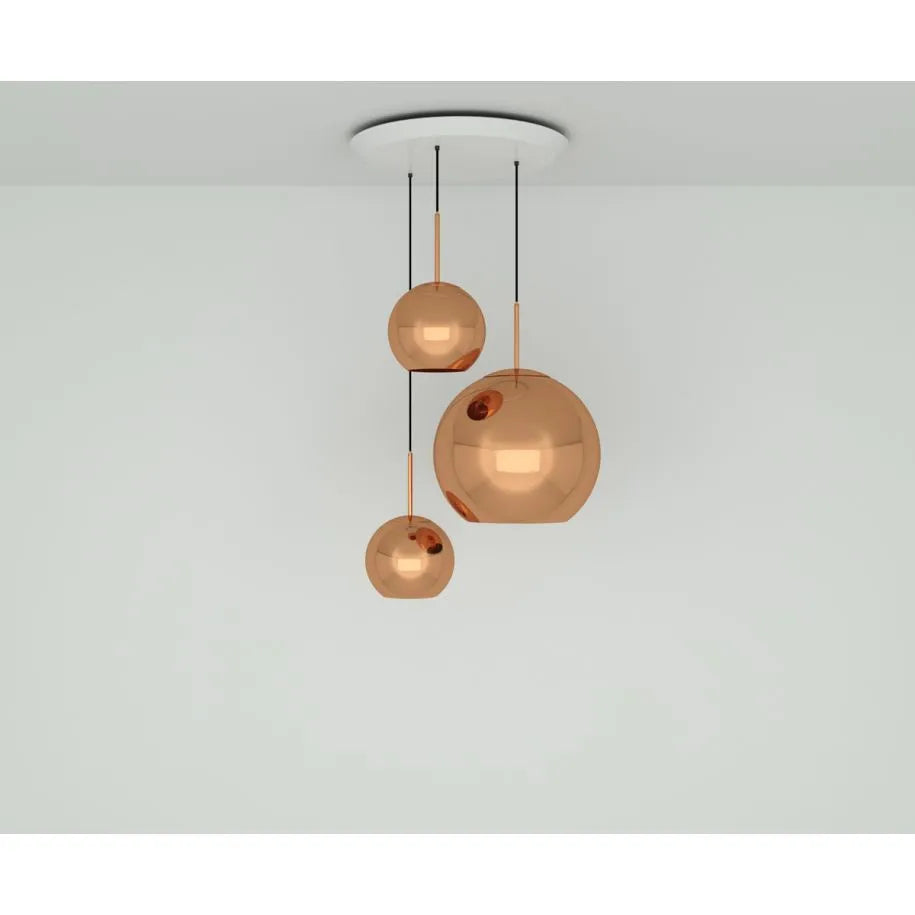 Copper LED Pendant Light System - Trio Round