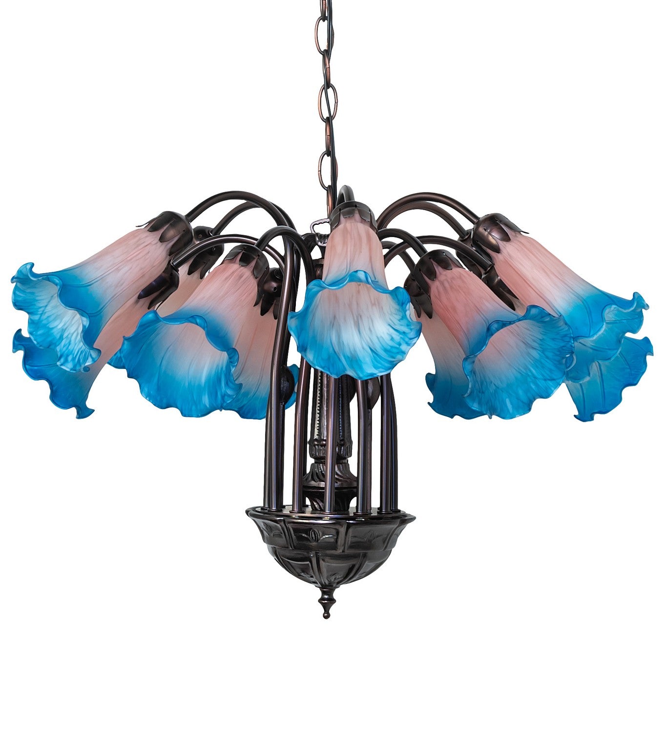 Meyda Tiffany - 16095 - 12 Light Chandelier - Pink/Blue - Mahogany Bronze