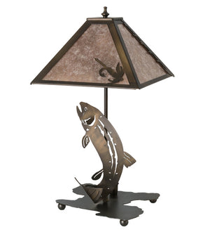 Meyda Tiffany - 32531 - Two Light Table Lamp - Leaping Trout - Antique Copper