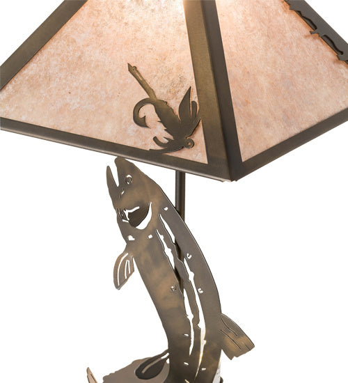 Meyda Tiffany - 32531 - Two Light Table Lamp - Leaping Trout - Antique Copper