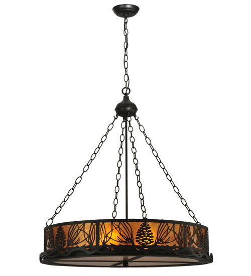 Meyda Tiffany - 50026 - Six Light Inverted Pendant - Mountain Pine - Black Metal