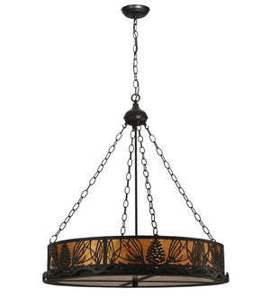 Meyda Tiffany - 50026 - Six Light Inverted Pendant - Mountain Pine - Black Metal