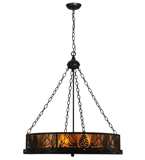 Meyda Tiffany - 50026 - Six Light Inverted Pendant - Mountain Pine - Black Metal