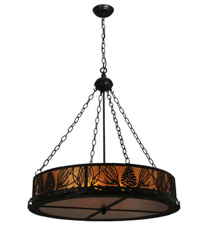 Meyda Tiffany - 50026 - Six Light Inverted Pendant - Mountain Pine - Black Metal