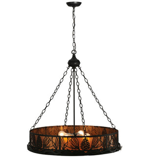 Meyda Tiffany - 50114 - Two Light Inverted Pendant - Mountain Pine - Black