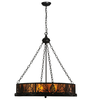 Meyda Tiffany - 50114 - Two Light Inverted Pendant - Mountain Pine - Black