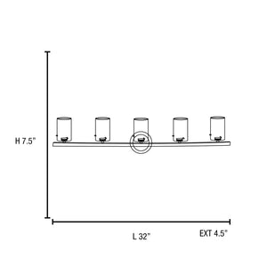 Access - 63815-47-MC/OPL - Five Light Vanity - Sydney Cylinder - Matte Chrome