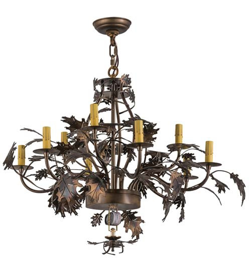 Meyda Tiffany - 165485 - 11 Light Chandelier - Greenbriar Oak - Antique Copper