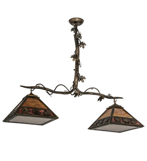 Meyda Tiffany - 158554 - Two Light Island Pendant - Maple Leaf - Light Burnished Antique Copper