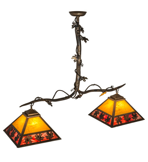 Meyda Tiffany - 158554 - Two Light Island Pendant - Maple Leaf - Light Burnished Antique Copper