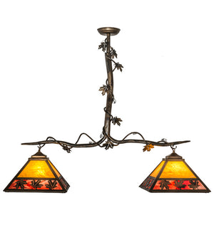 Meyda Tiffany - 158554 - Two Light Island Pendant - Maple Leaf - Light Burnished Antique Copper