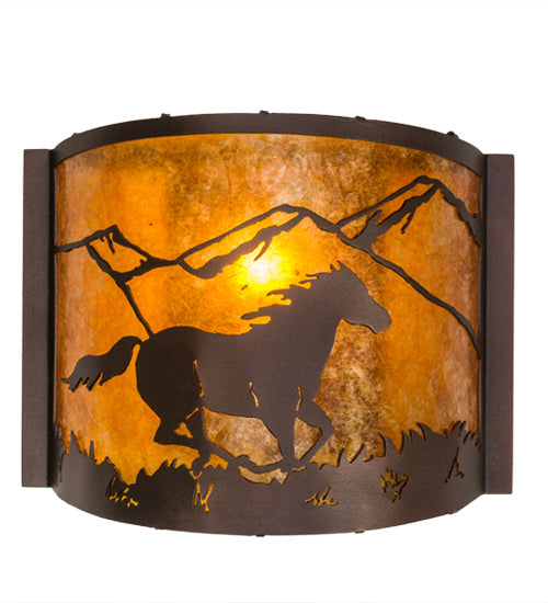 Meyda Tiffany - 163884 - One Light Wall Sconce - Running Horses - Mahogany Bronze