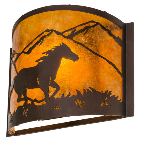 Meyda Tiffany - 163884 - One Light Wall Sconce - Running Horses - Mahogany Bronze