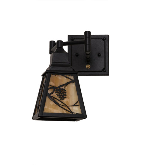 Meyda Tiffany - 165430 - One Light Wall Sconce - Whispering Pines - Black Metal