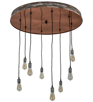 Meyda Tiffany - 165838 - Eight Light Pendant - Alva - Hand Painted Oak & Weather Wicker