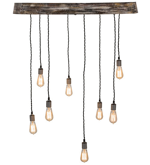 Meyda Tiffany - 165838 - Eight Light Pendant - Alva - Hand Painted Oak & Weather Wicker