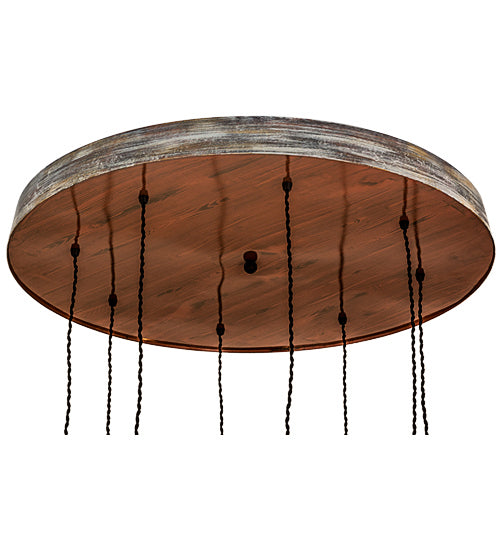 Meyda Tiffany - 165838 - Eight Light Pendant - Alva - Hand Painted Oak & Weather Wicker