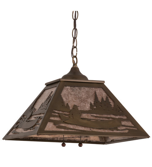 Meyda Tiffany - 166329 - Two Light Pendant - Canoe At Lake - Antique Copper