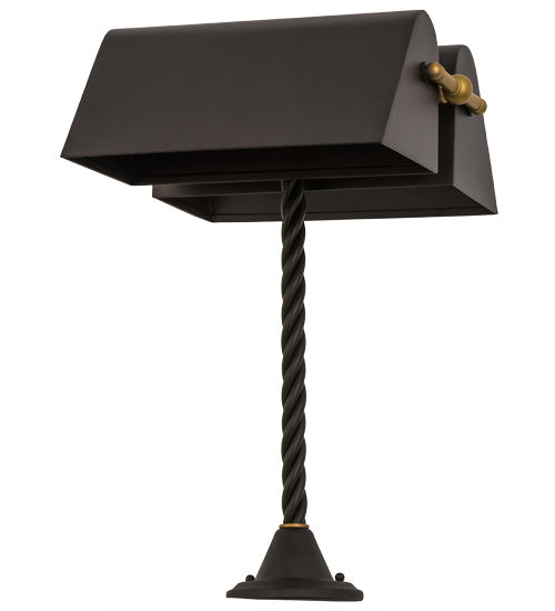 Meyda Tiffany - 165093 - Two Light Banker's Lamp - Belmont - Oil Rubbed Bronze/Gold Matte