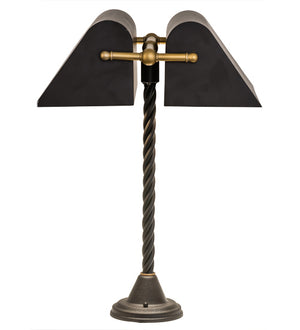 Meyda Tiffany - 165093 - Two Light Banker's Lamp - Belmont - Oil Rubbed Bronze/Gold Matte