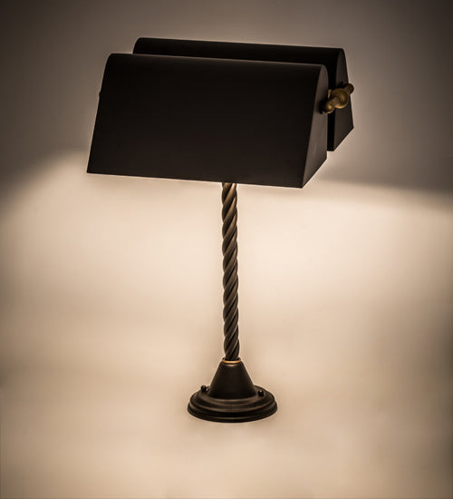 Meyda Tiffany - 165093 - Two Light Banker's Lamp - Belmont - Oil Rubbed Bronze/Gold Matte