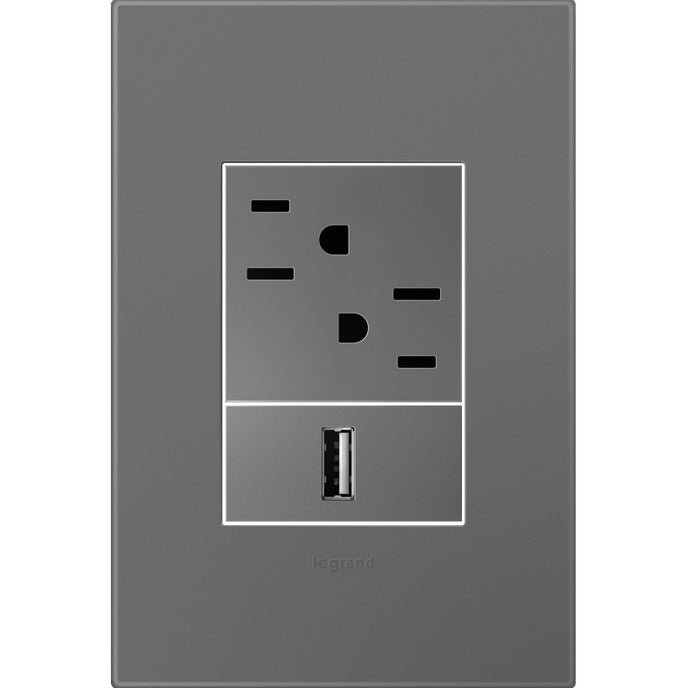 Legrand - AWP1G3MG4 - One-Gang-Plus Screwless Wall Plate with Microban - adorne - Magnesium