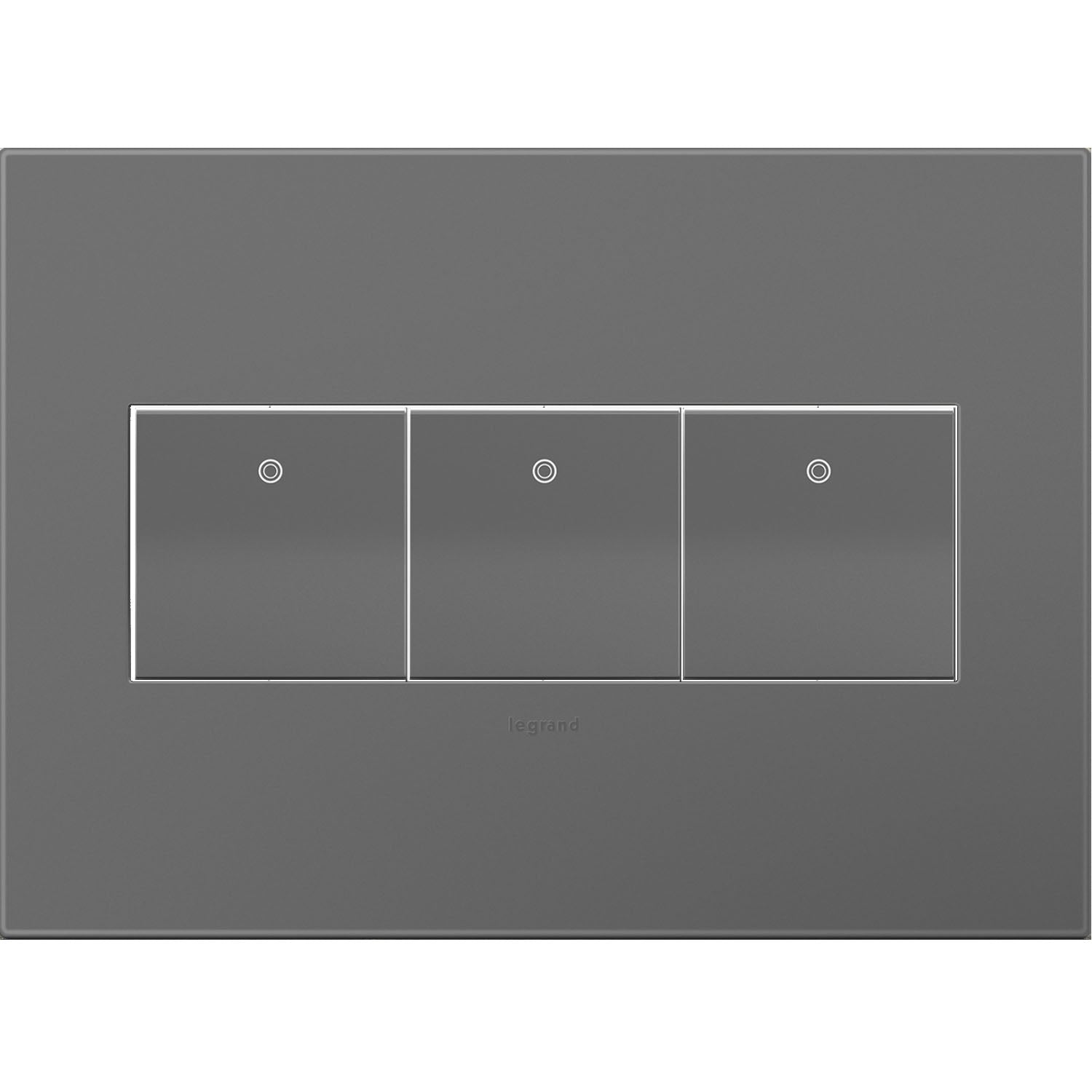 Legrand - AWP3GMG4 - Three-Gang Screwless Wall Plate with Microban - adorne - Magnesium