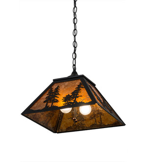 Meyda Tiffany - 133566 - Two Light Pendant - Tall Pines - Textured Black