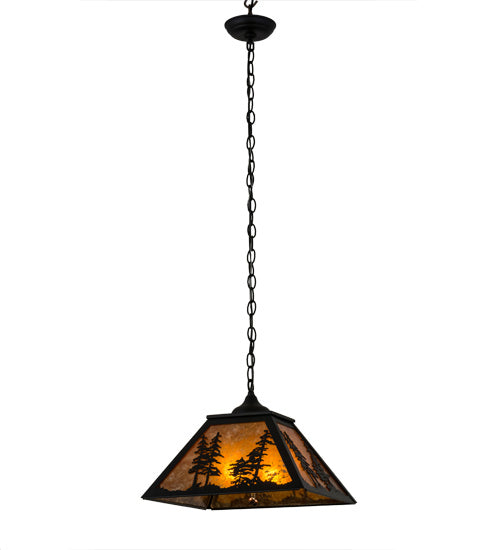 Meyda Tiffany - 133566 - Two Light Pendant - Tall Pines - Textured Black