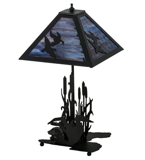 Meyda Tiffany - 170687 - Two Light Table Lamp - Ducks In Flight - Black Metal