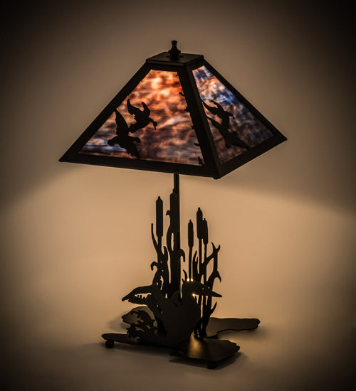 Meyda Tiffany - 170687 - Two Light Table Lamp - Ducks In Flight - Black Metal