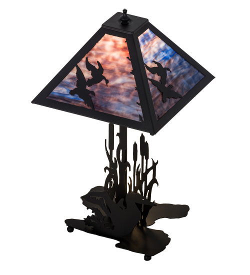 Meyda Tiffany - 170687 - Two Light Table Lamp - Ducks In Flight - Black Metal