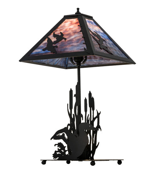 Meyda Tiffany - 170687 - Two Light Table Lamp - Ducks In Flight - Black Metal