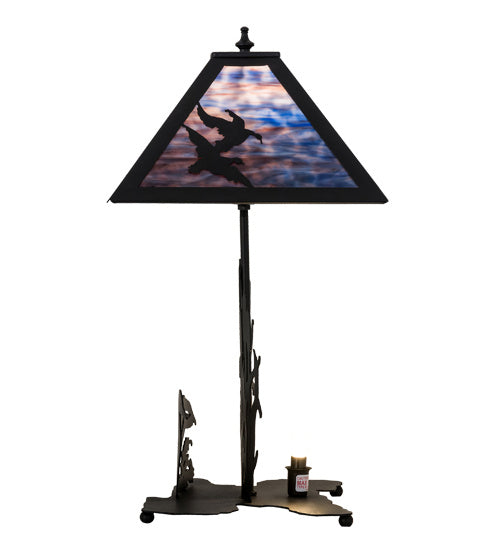 Meyda Tiffany - 170687 - Two Light Table Lamp - Ducks In Flight - Black Metal