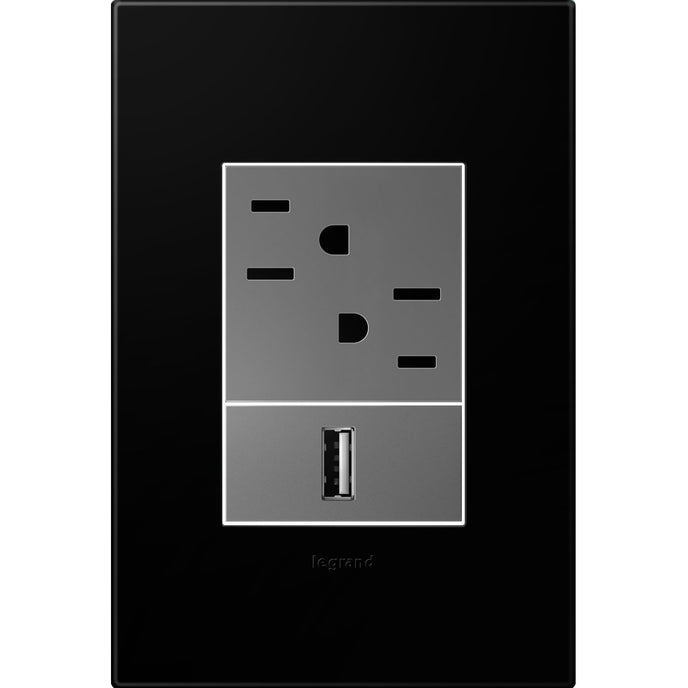 Legrand - AWP1G3NK4 - One-Gang-Plus Screwless Wall Plate - adorne - Black Ink