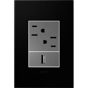 Legrand - AWP1G3NK4 - One-Gang-Plus Screwless Wall Plate - adorne - Black Ink