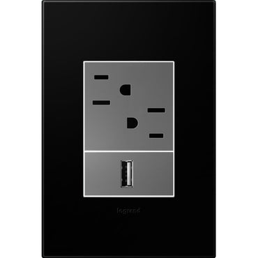 Legrand - AWP1G3NK4 - One-Gang-Plus Screwless Wall Plate - adorne - Black Ink