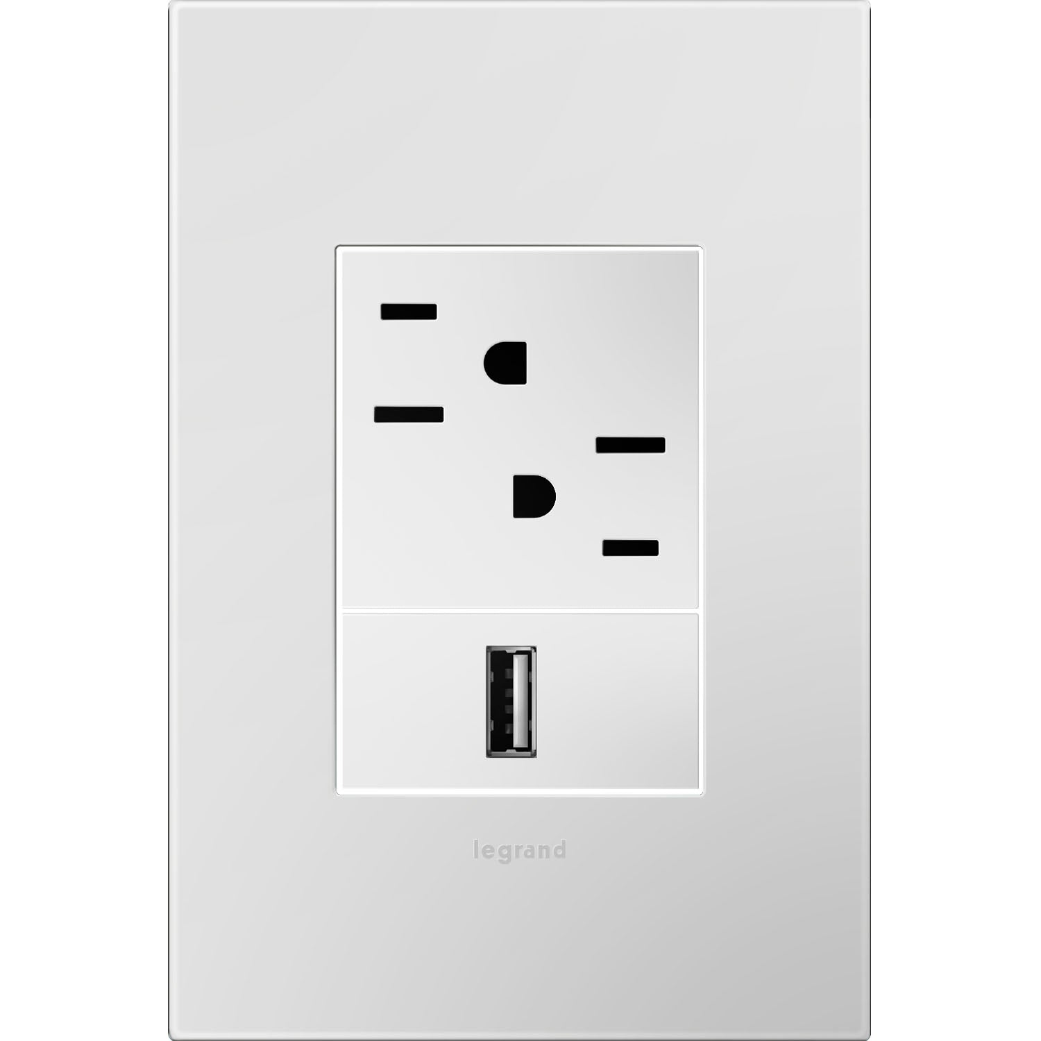 Legrand - AWP1G3PW4 - One-Gang-Plus Screwless Wall Plate with Microban - adorne - Powder White