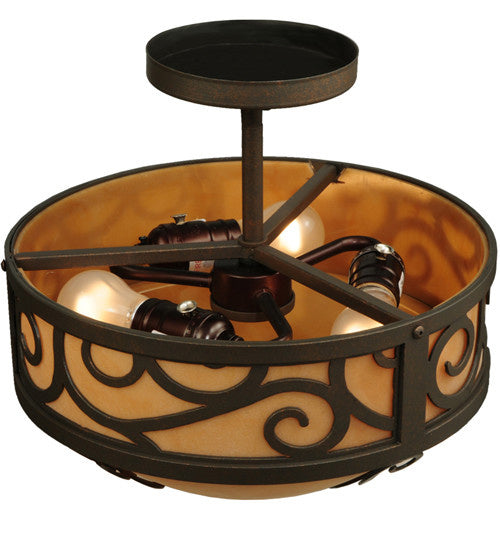 2nd Avenue - 871175.12.SF - Three Light Semi-Flushmount - Lilliana - Gilded Tobacco