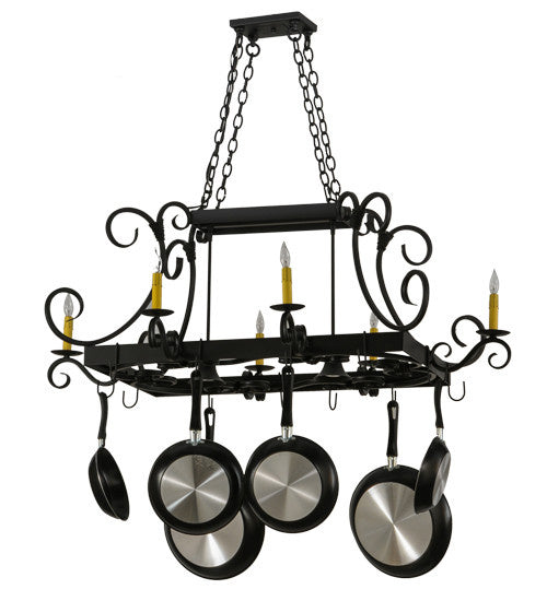 2nd Avenue - 871272.48.072U - Eight Light Pot Rack - Caiden - Blackwash