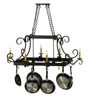 2nd Avenue - 871272.48.072U - Eight Light Pot Rack - Caiden - Blackwash