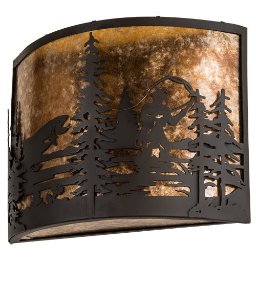 Meyda Tiffany - 192732 - Two Light Wall Sconce - Fly Fishing Creek - Oil Rubbed Bronze