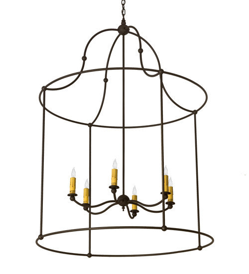 2nd Avenue - 61020-27 - Six Light Pendant - Baranya - Wrought Iron